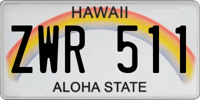HI license plate ZWR511