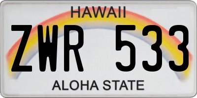 HI license plate ZWR533