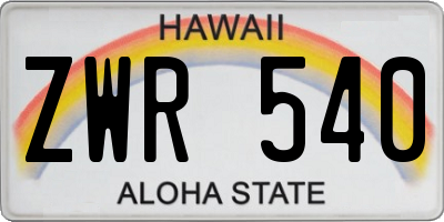 HI license plate ZWR540