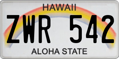 HI license plate ZWR542