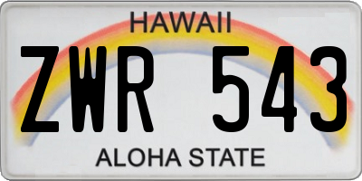 HI license plate ZWR543