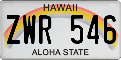 HI license plate ZWR546