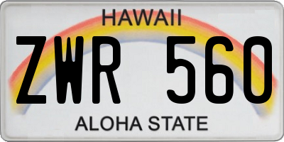 HI license plate ZWR560