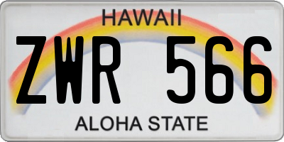 HI license plate ZWR566