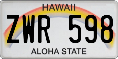 HI license plate ZWR598