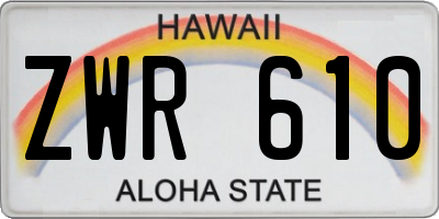 HI license plate ZWR610