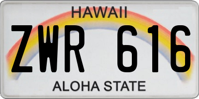 HI license plate ZWR616
