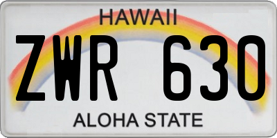 HI license plate ZWR630