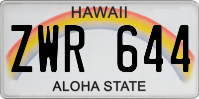 HI license plate ZWR644