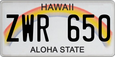HI license plate ZWR650