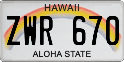 HI license plate ZWR670