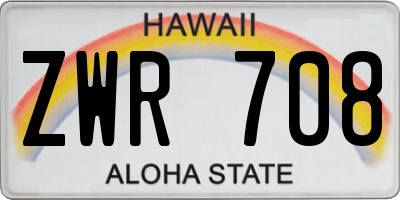 HI license plate ZWR708