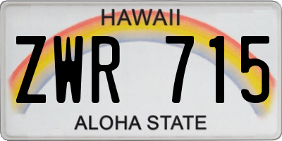 HI license plate ZWR715