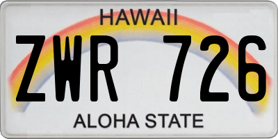HI license plate ZWR726