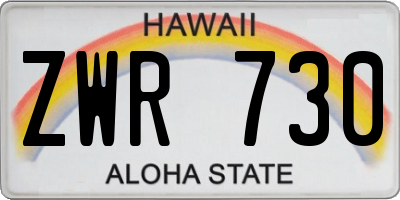 HI license plate ZWR730