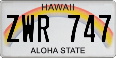 HI license plate ZWR747