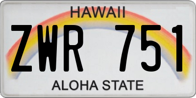HI license plate ZWR751