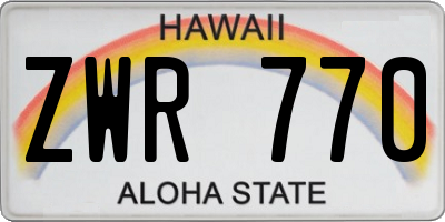 HI license plate ZWR770