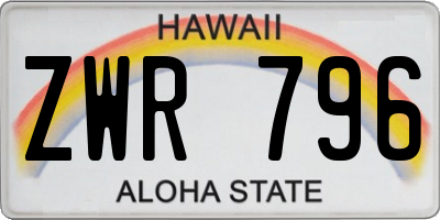 HI license plate ZWR796