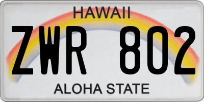 HI license plate ZWR802