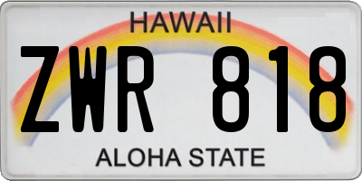 HI license plate ZWR818