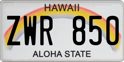 HI license plate ZWR850