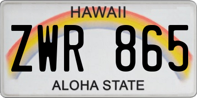 HI license plate ZWR865