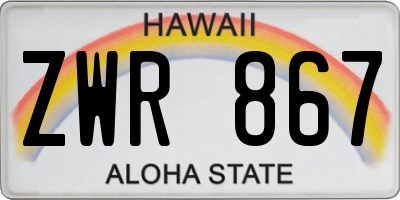 HI license plate ZWR867