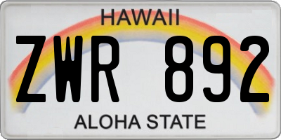 HI license plate ZWR892