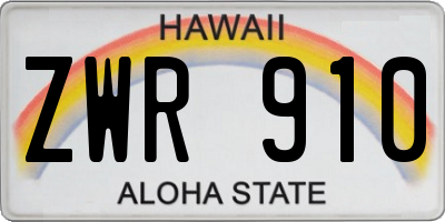 HI license plate ZWR910