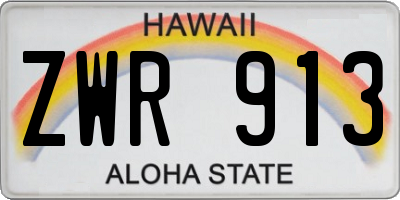 HI license plate ZWR913