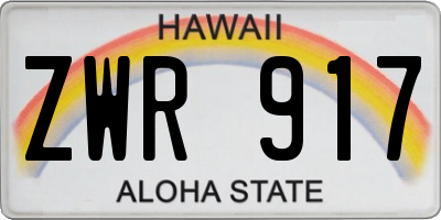HI license plate ZWR917