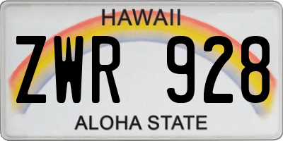 HI license plate ZWR928
