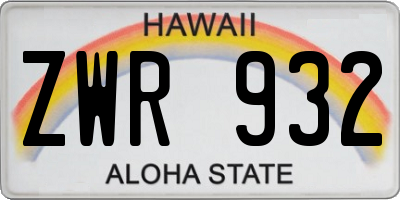 HI license plate ZWR932