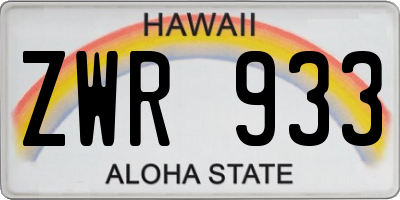 HI license plate ZWR933