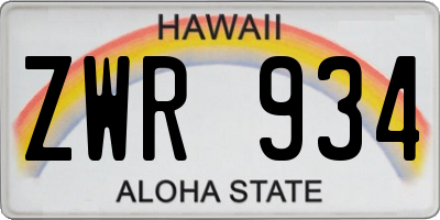 HI license plate ZWR934