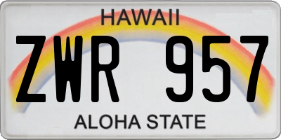 HI license plate ZWR957
