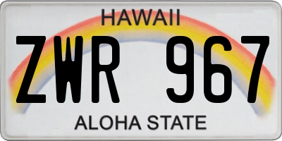 HI license plate ZWR967