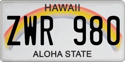 HI license plate ZWR980