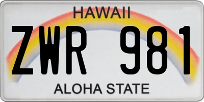 HI license plate ZWR981