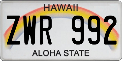 HI license plate ZWR992