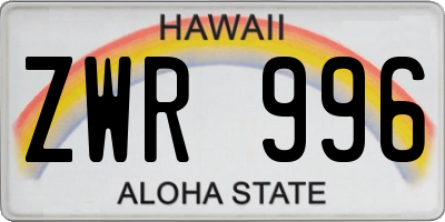 HI license plate ZWR996