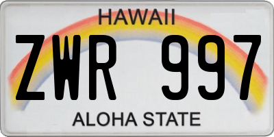 HI license plate ZWR997