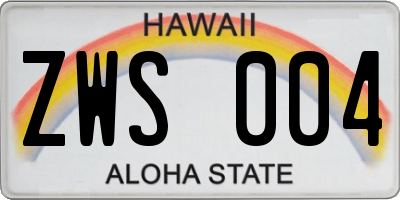 HI license plate ZWS004