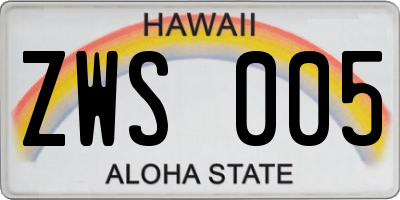 HI license plate ZWS005