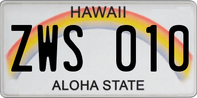 HI license plate ZWS010