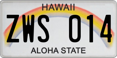 HI license plate ZWS014