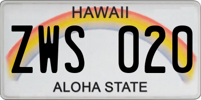 HI license plate ZWS020