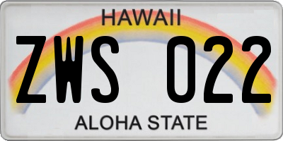 HI license plate ZWS022