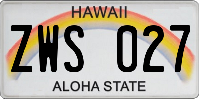 HI license plate ZWS027